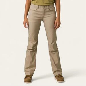 Prana Halle Pant Performance Bottoms Roll-Up Leg Feature Mid-Rise Relaxed Tan